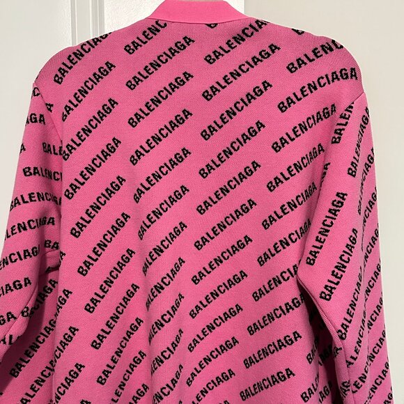 Balenciaga All Over Logo Cardigan, Pink/Black (SIZE L) - Picture 3 of 4